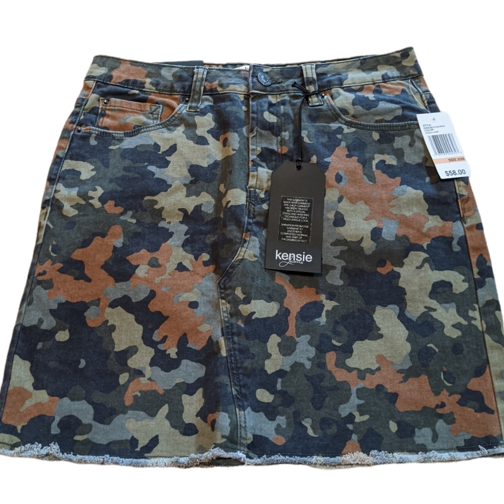 Kensie Camo Jean Skirt NWT SALE